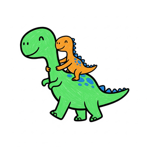 Dinosaur Giving its Friend a Piggyback Ride